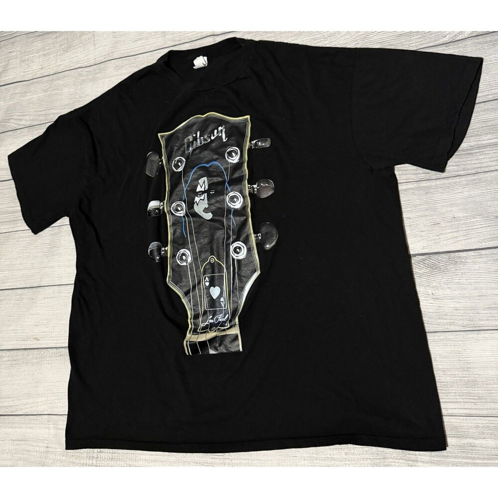 KISS Ace Frehley's Headstock Signature Guitar Men's T Shirt Size XL/2XL See Dim